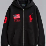 U.S POLO Black Zip-Up Hoodie