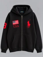 U.S POLO Black Zip-Up Hoodie