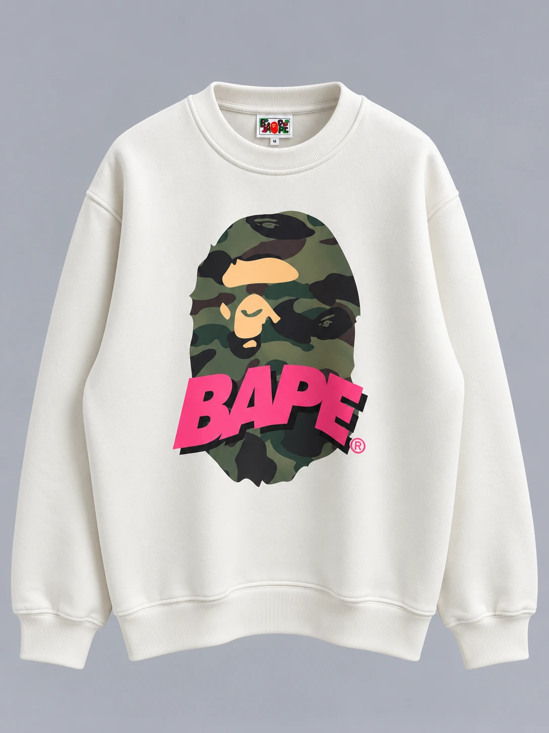 ChatGPT Image Sep 28, 2026, 04_12_24 AM_result BAPE White Crew Neck Sweatshirt - Image 1