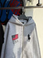 U.S POLO Grey Zip-Up Hoodie - Image 2