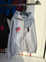 U.S POLO Grey Zip-Up Hoodie - Image 3