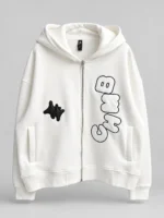 Locally Zip-Up White Hoodie