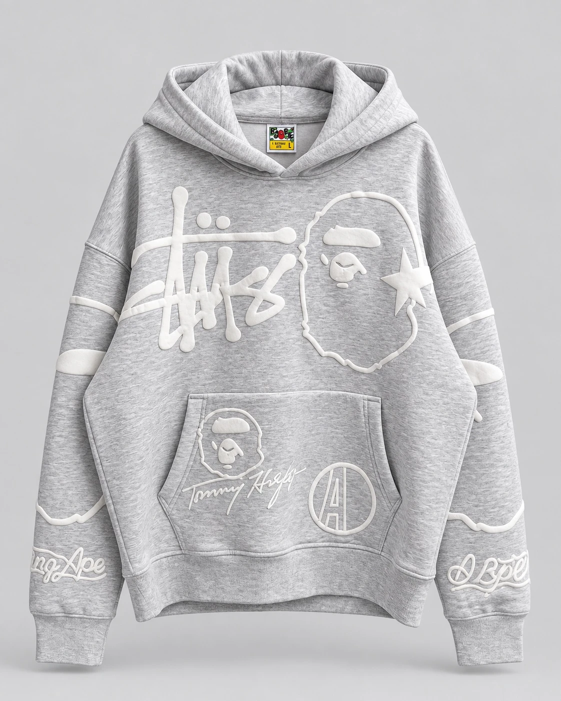 05_gray_graphic_result BAPE Grey Hoodie - Image 1